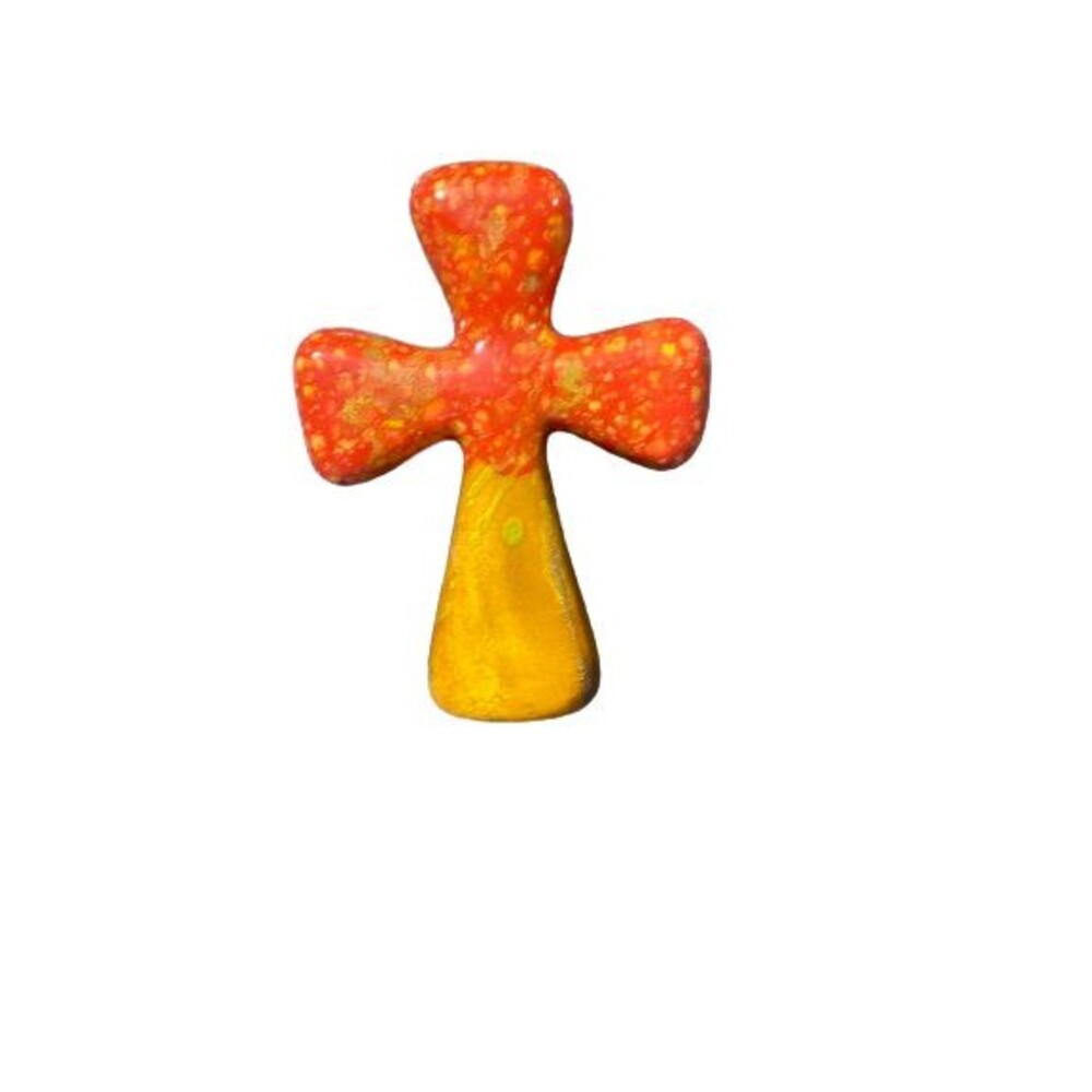 Cross Handmade Ceramic Bohemian Boho Hippie Multicolored
